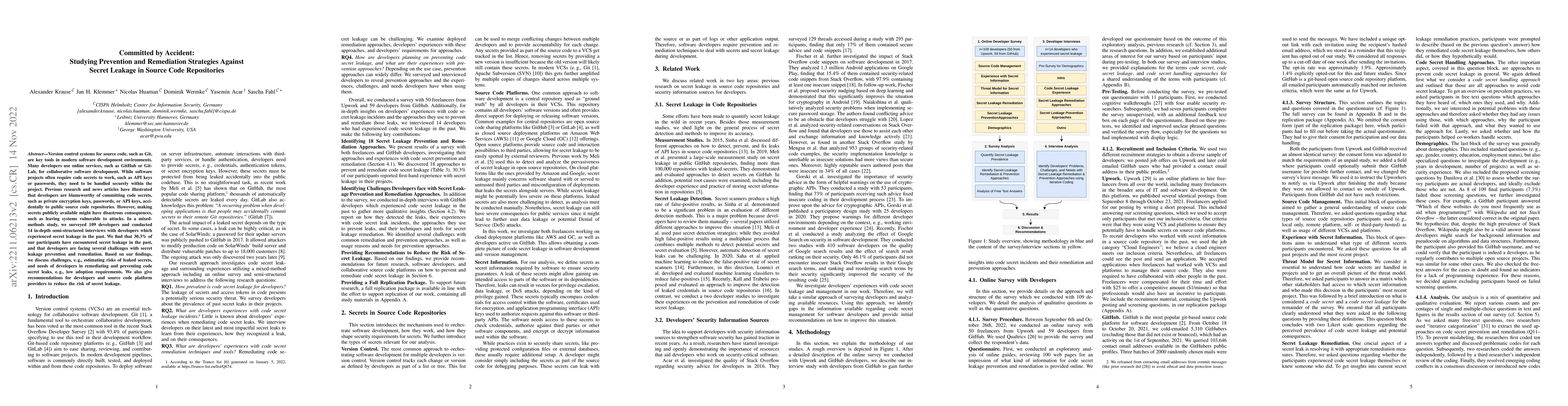 Thumbnail for Committed by Accident: Studying Prevention and Remediation Strategies
  Against Secret Leakage in Source Code Repositories