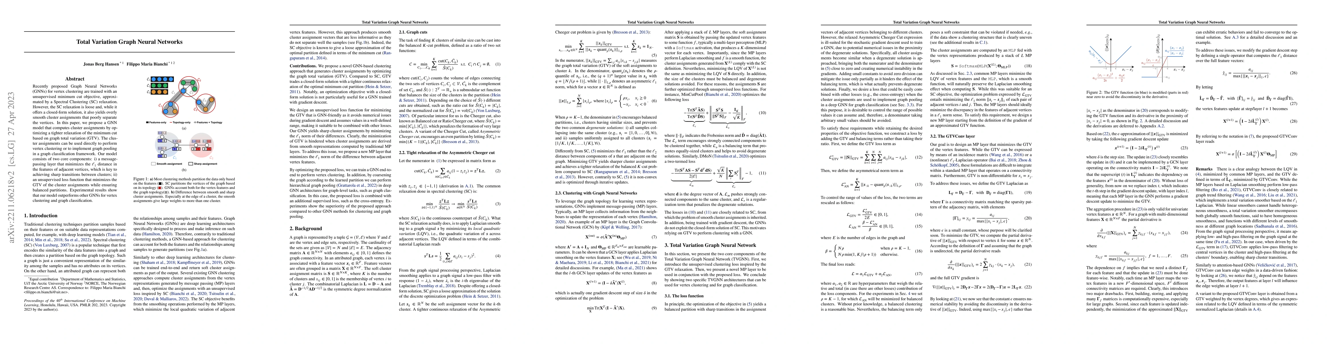 Thumbnail for Total Variation Graph Neural Networks