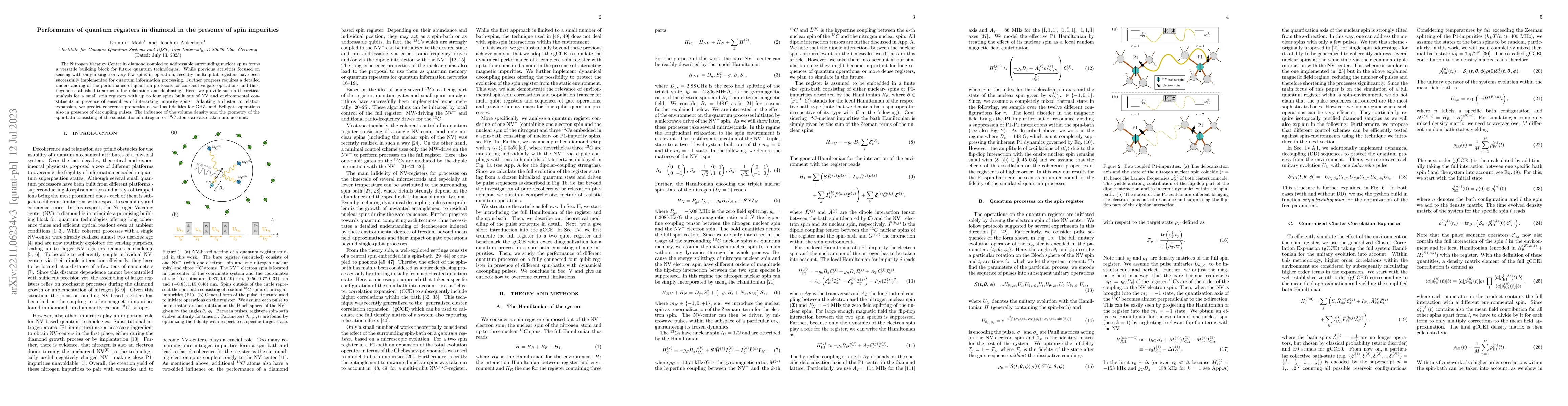 Thumbnail for Performance of quantum registers in diamond in the presence of spin
  impurities