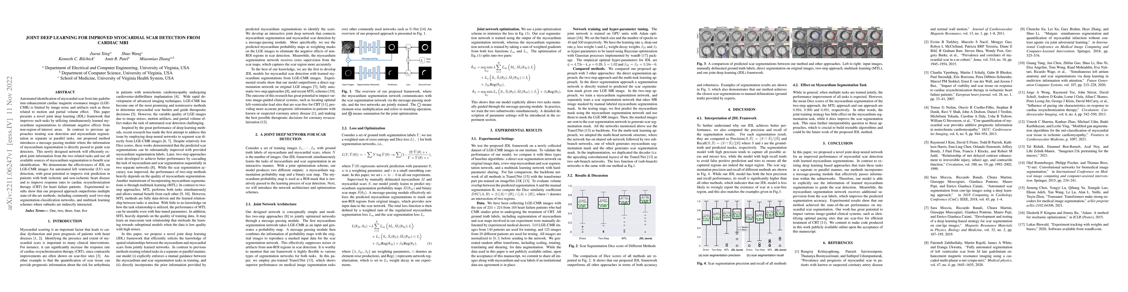 Thumbnail for Joint Deep Learning for Improved Myocardial Scar Detection from Cardiac
  MRI