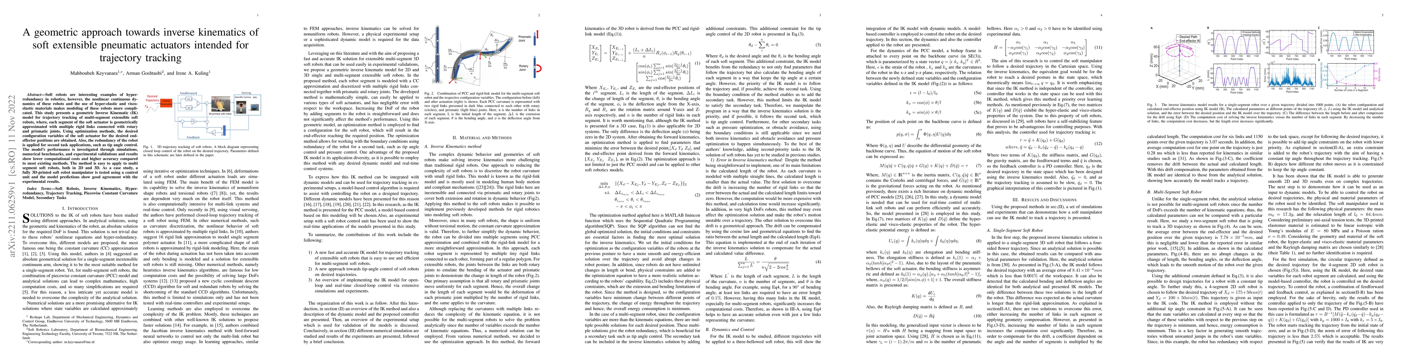 Thumbnail for A geometric approach towards inverse kinematics of soft extensible
  pneumatic actuators intended for trajectory tracking