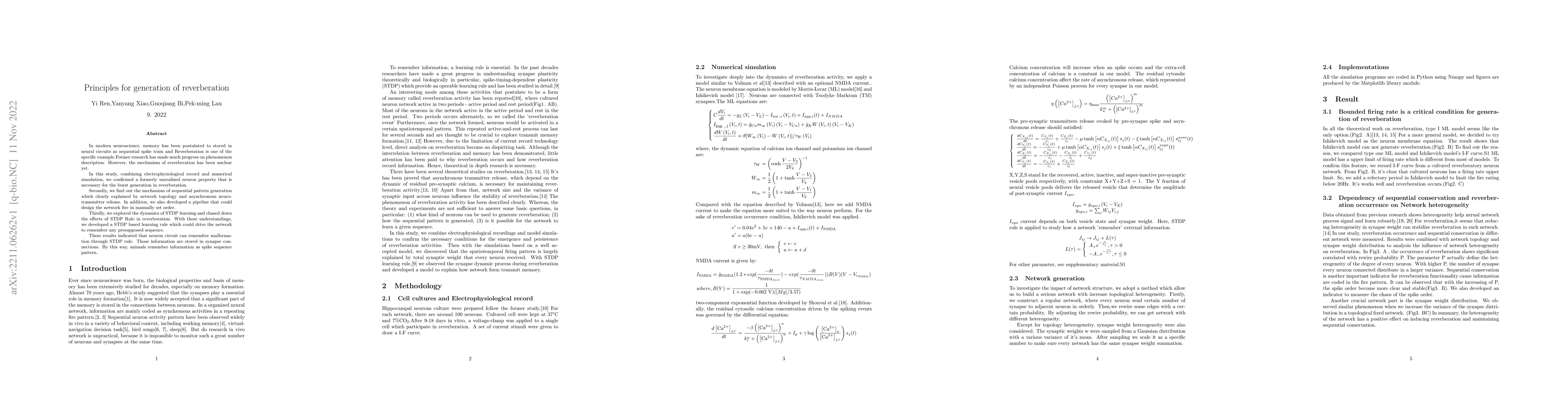 Thumbnail for Principles for generation of reverberation