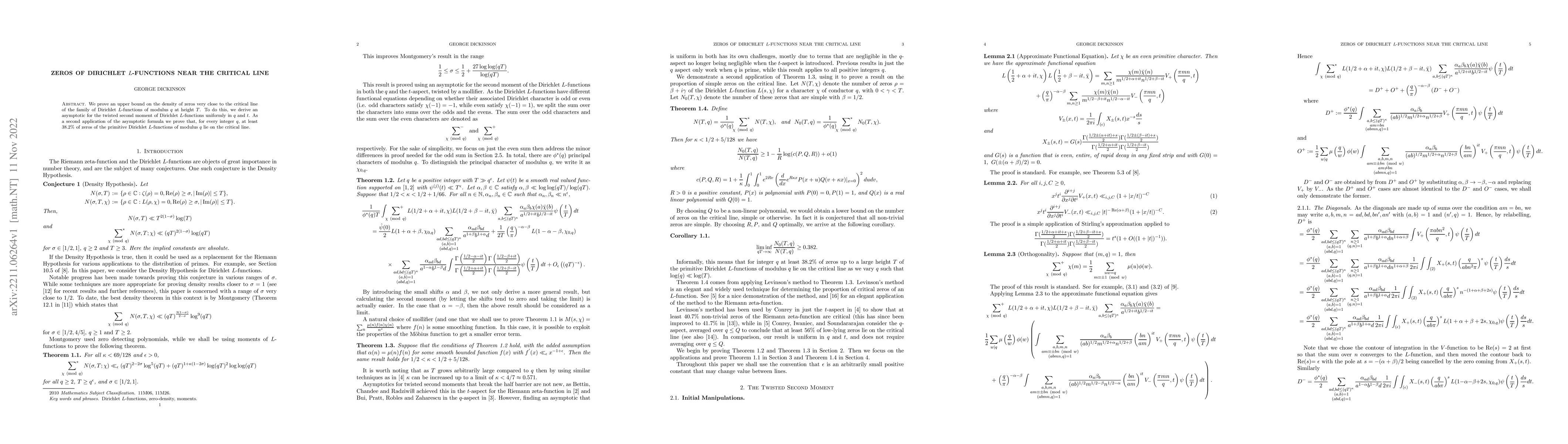 Thumbnail for Zeros of Dirichlet $L$-functions near the critical line