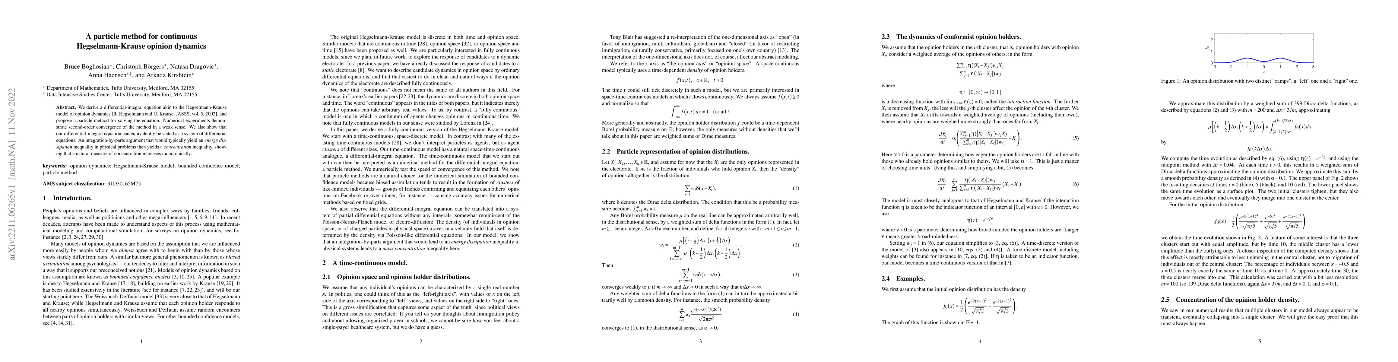 Thumbnail for A particle method for continuous Hegselmann-Krause opinion dynamics