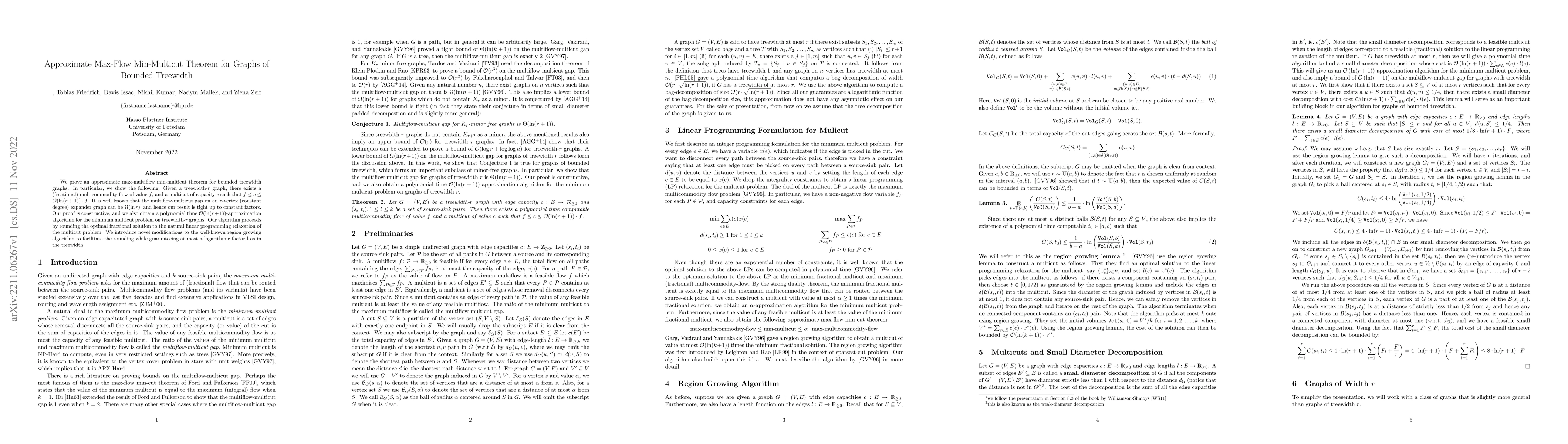 Thumbnail for Approximate Max-Flow Min-Multicut Theorem for Graphs of Bounded
  Treewidth