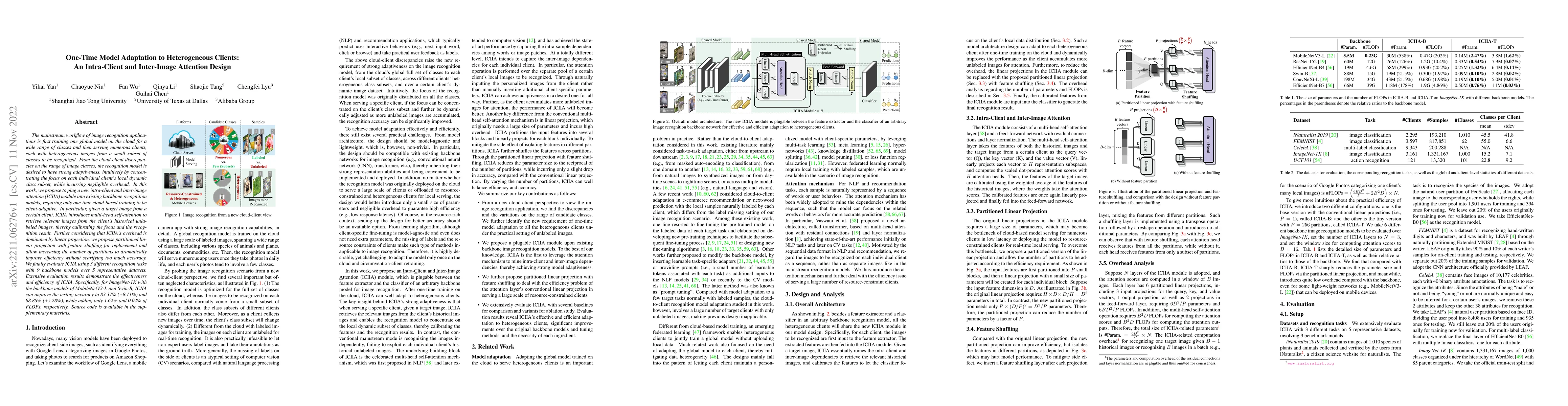 Thumbnail for One-Time Model Adaptation to Heterogeneous Clients: An Intra-Client and
  Inter-Image Attention Design