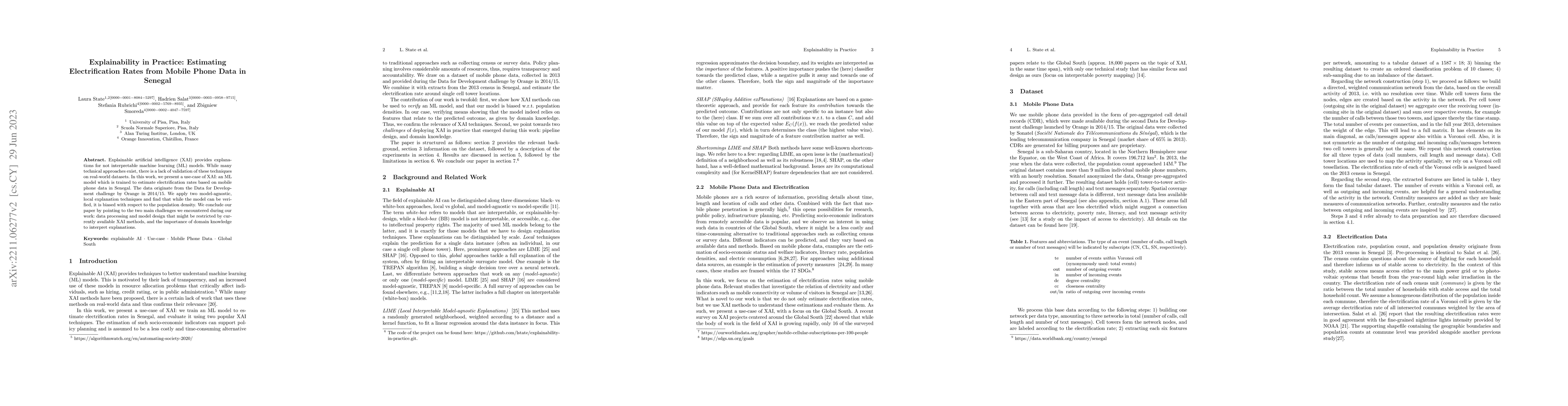 Thumbnail for Explainability in Practice: Estimating Electrification Rates from Mobile
  Phone Data in Senegal