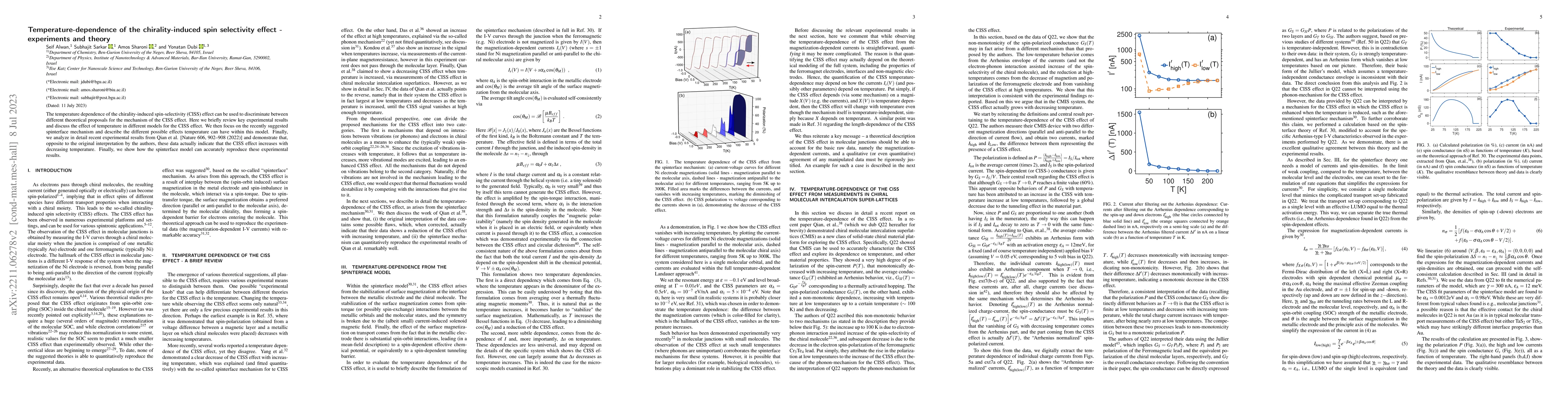 Thumbnail for Temperature-dependence of the chirality-induced spin selectivity effect
  -- experiments and theory