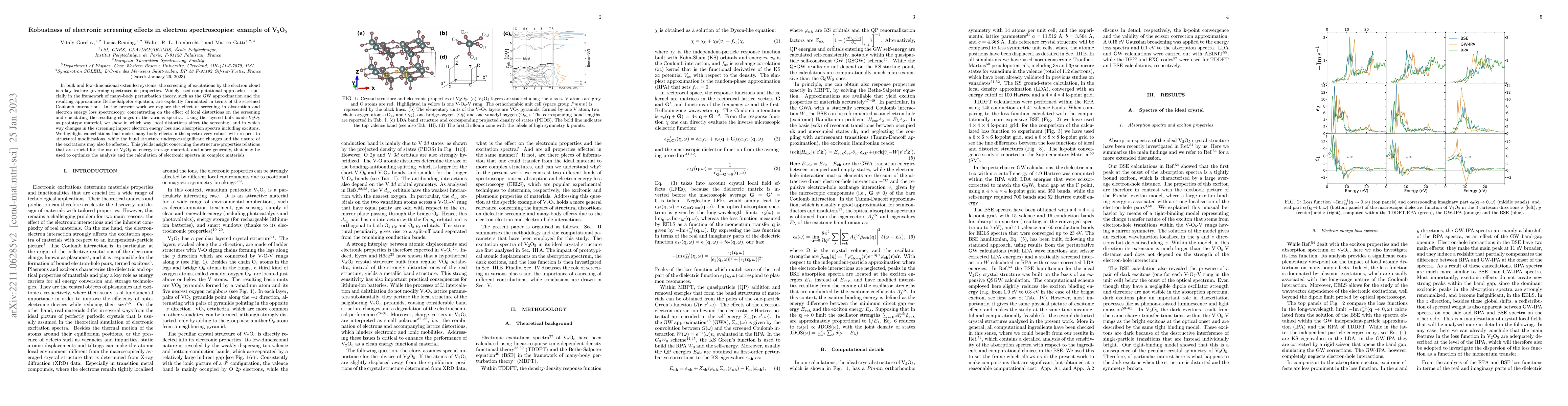 Thumbnail for Robustness of electronic screening effects in electron spectroscopies:
  example of V$_2$O$_5$