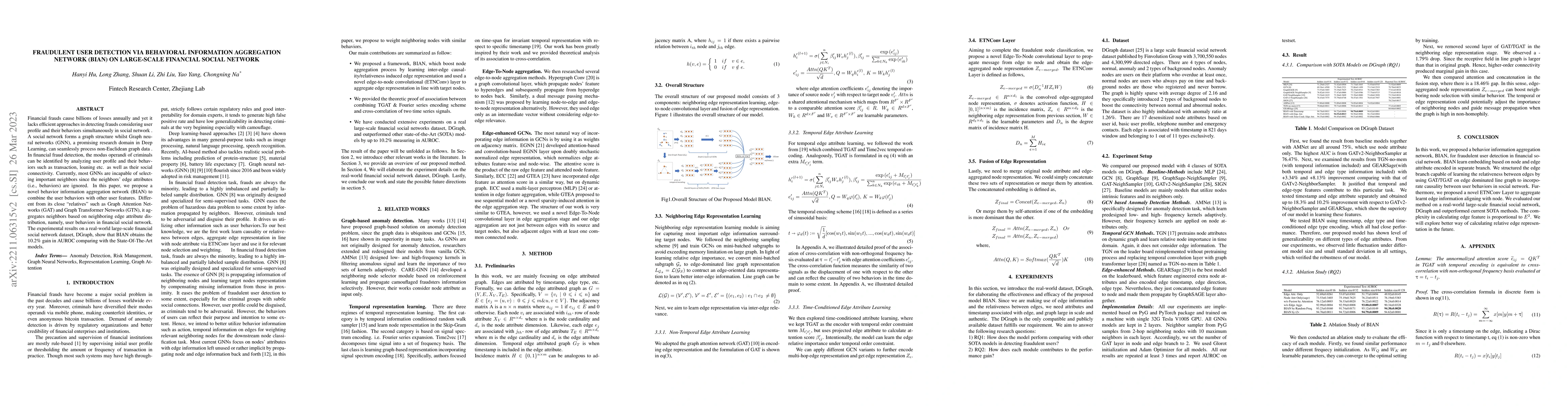 Thumbnail for Fraudulent User Detection Via Behavior Information Aggregation Network
  (BIAN) On Large-Scale Financial Social Network