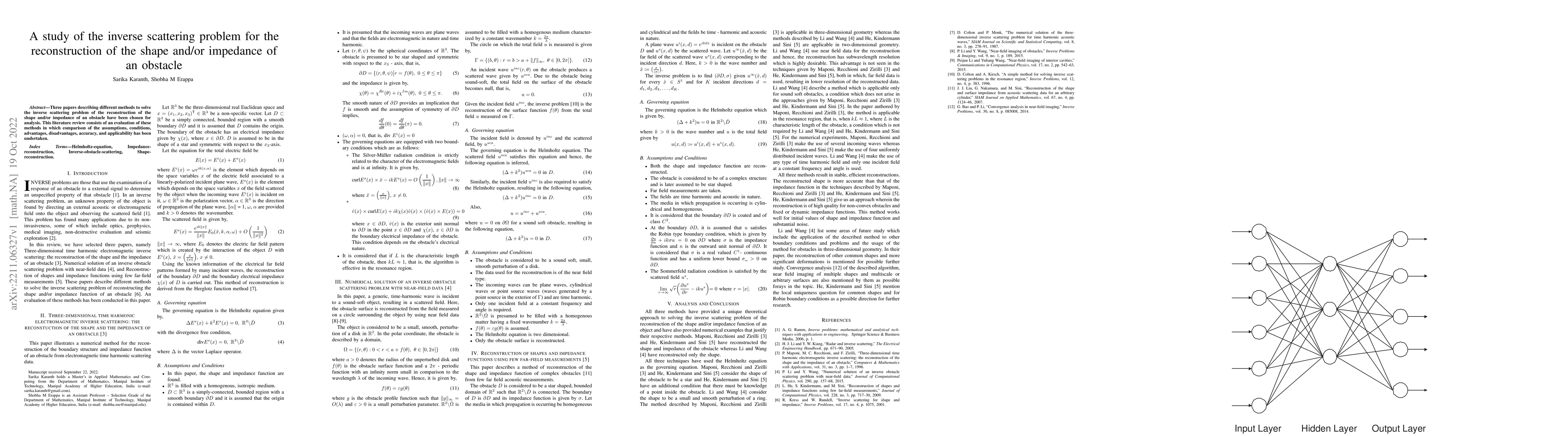 Thumbnail for A study of the inverse scattering problem for the reconstruction of the
  shape and/or impedance of an obstacle