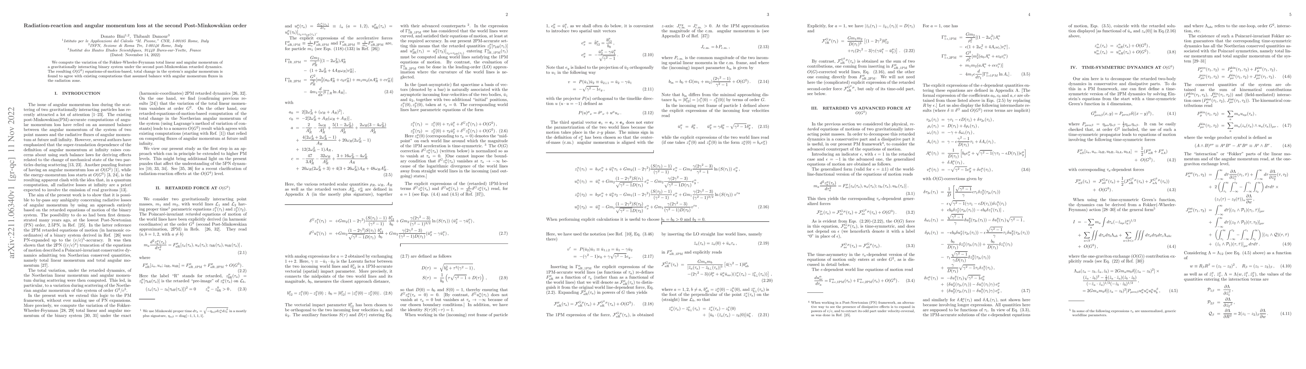 Thumbnail for Radiation-reaction and angular momentum loss at the second
  Post-Minkowskian order