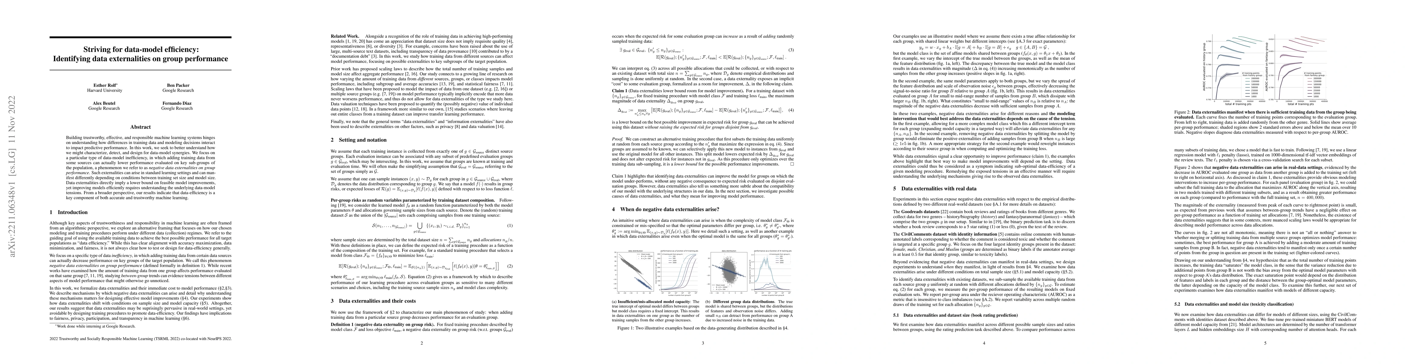 Thumbnail for Striving for data-model efficiency: Identifying data externalities on
  group performance