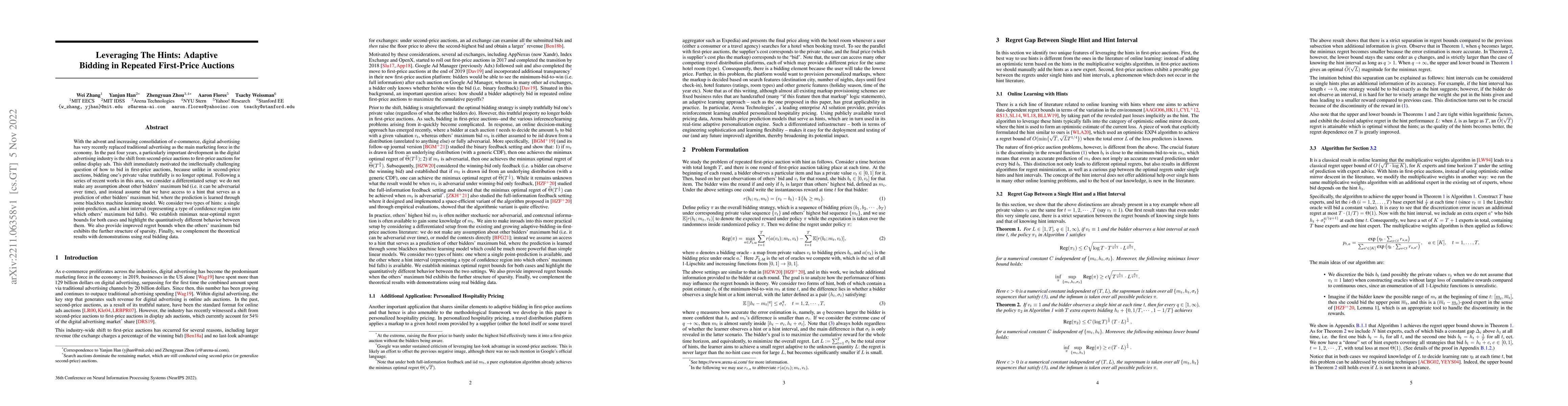 Thumbnail for Leveraging the Hints: Adaptive Bidding in Repeated First-Price Auctions