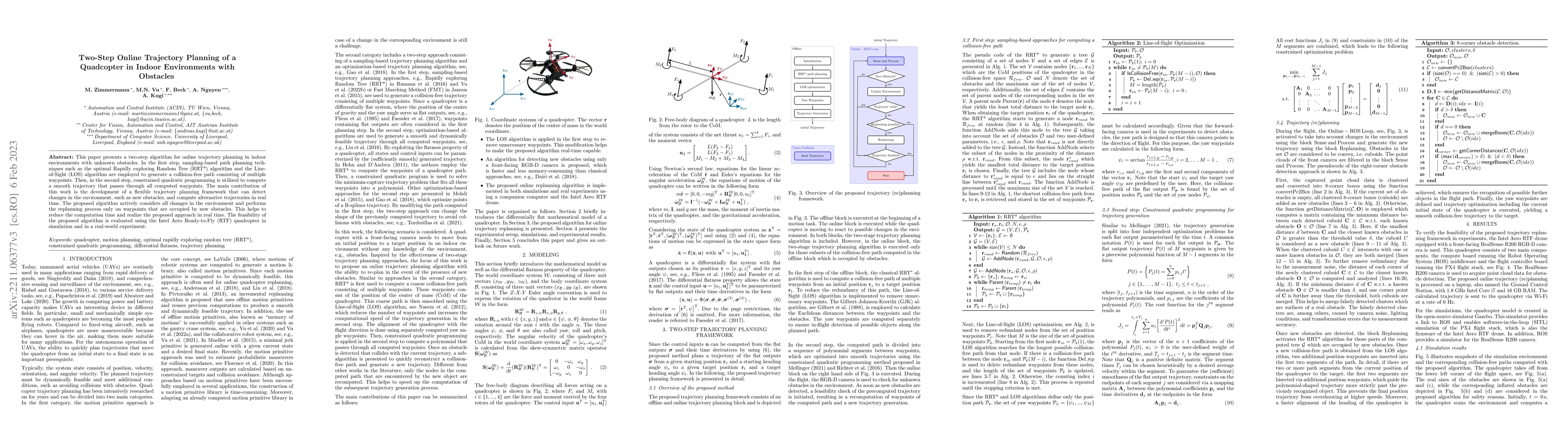 Thumbnail for Two-Step Online Trajectory Planning of a Quadcopter in Indoor
  Environments with Obstacles