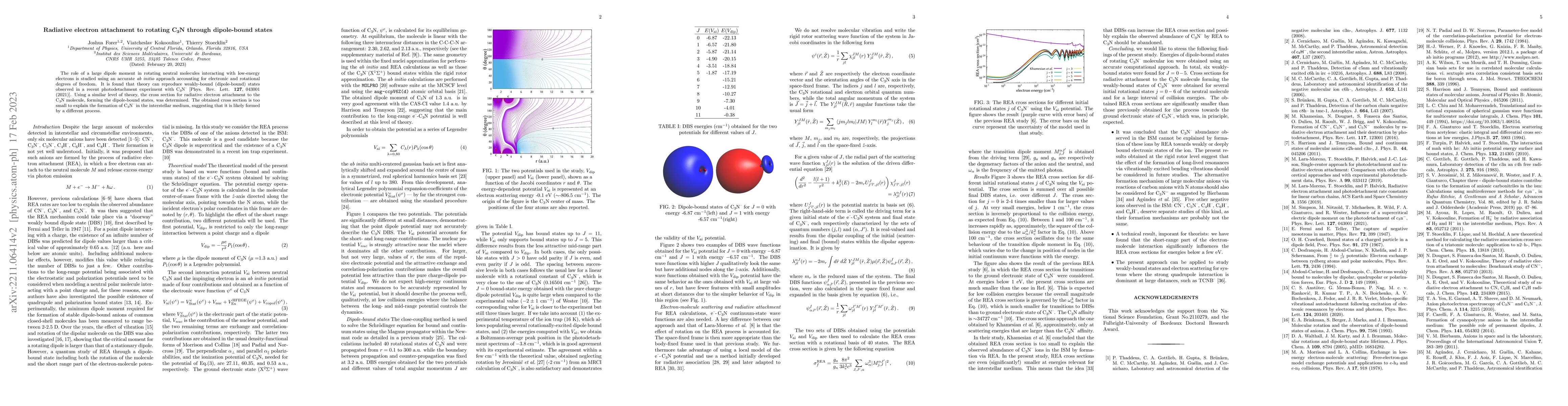 Thumbnail for Radiative electron attachment to rotating C$_3$N through dipole-bound
  states