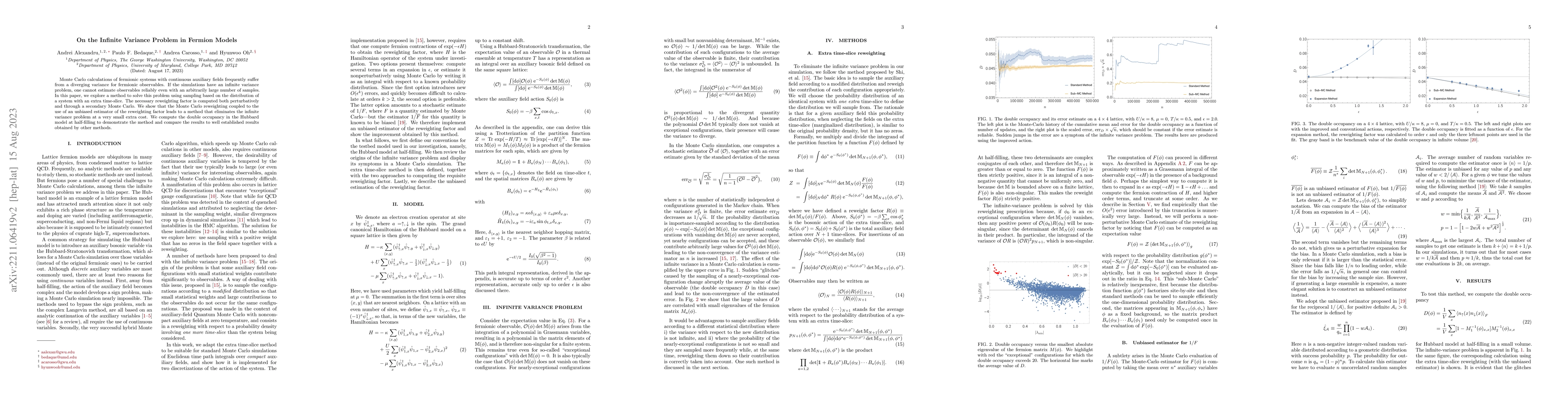 Thumbnail for On the Infinite Variance Problem in Fermion Models