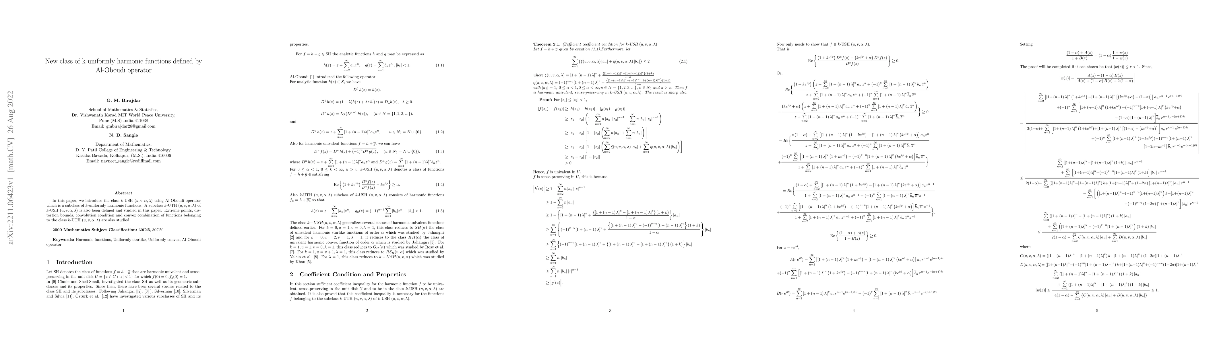 Thumbnail for New class of k-uniformly harmonic functions defined by Al-Oboudi
  operator