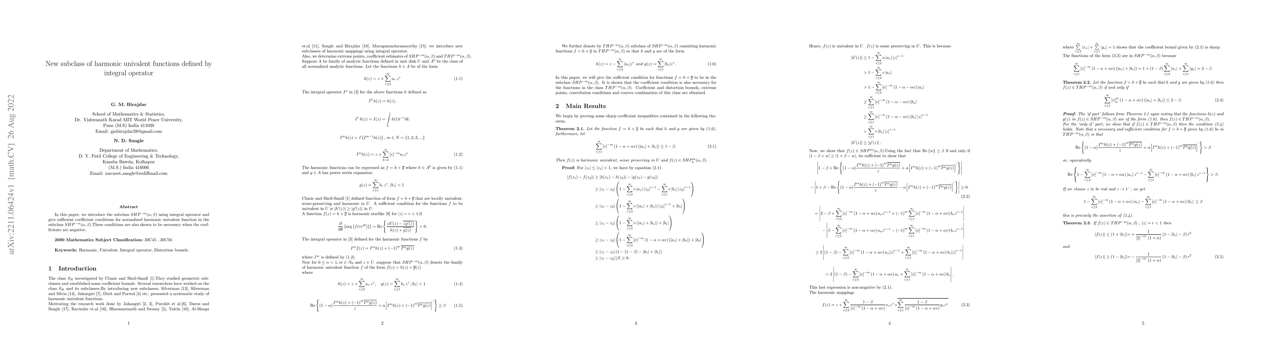 Thumbnail for New subclass of harmonic univalent functions defined by integral
  operator