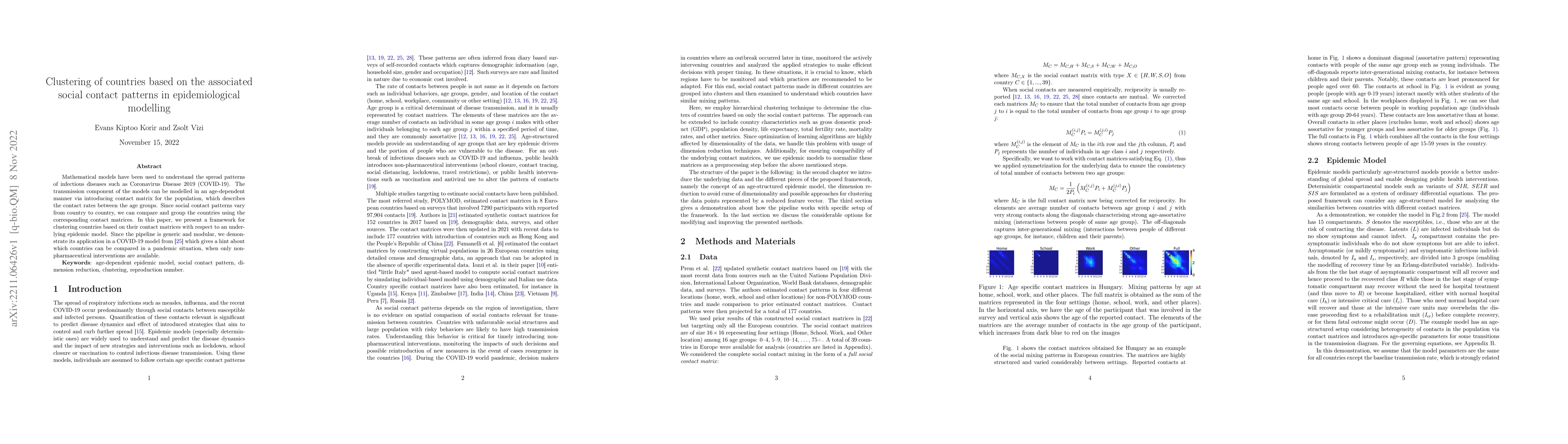 Thumbnail for Clustering of countries based on the associated social contact patterns
  in epidemiological modelling