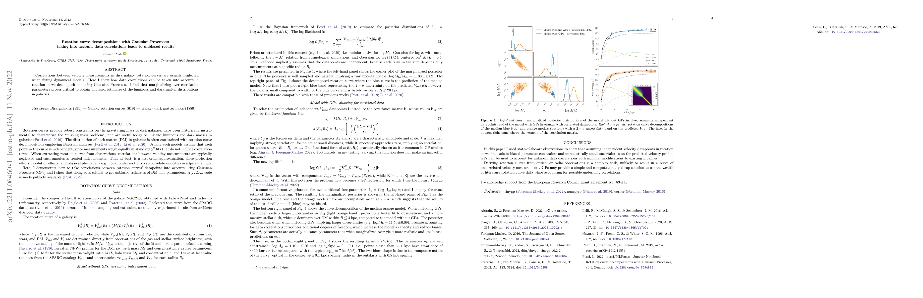 Thumbnail for Rotation curve decompositions with Gaussian Processes: taking into
  account data correlations leads to unbiased results