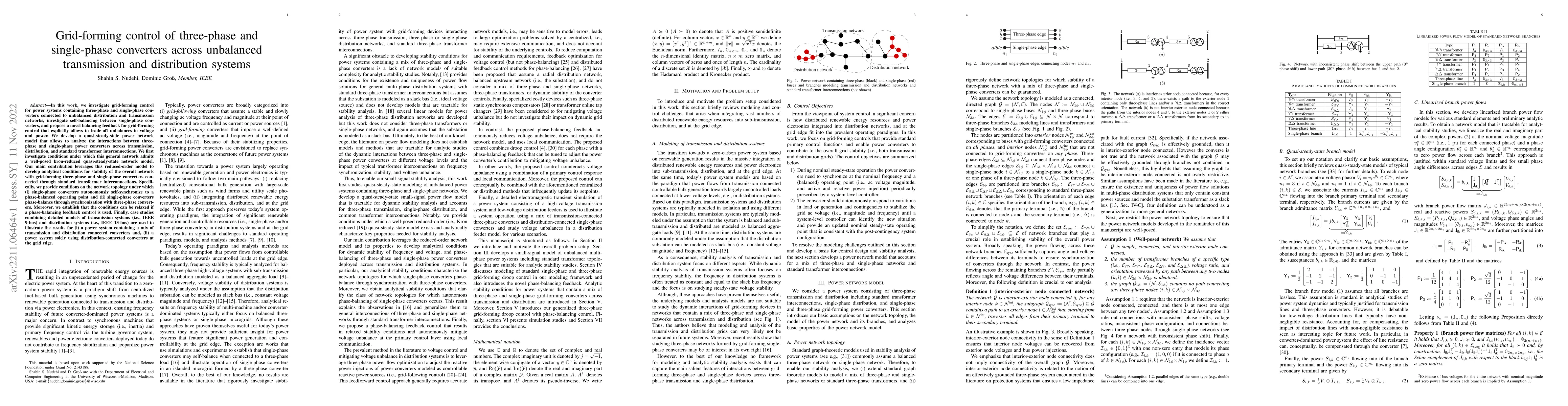 Thumbnail for Grid-forming control of three-phase and single-phase converters across
  unbalanced transmission and distribution systems