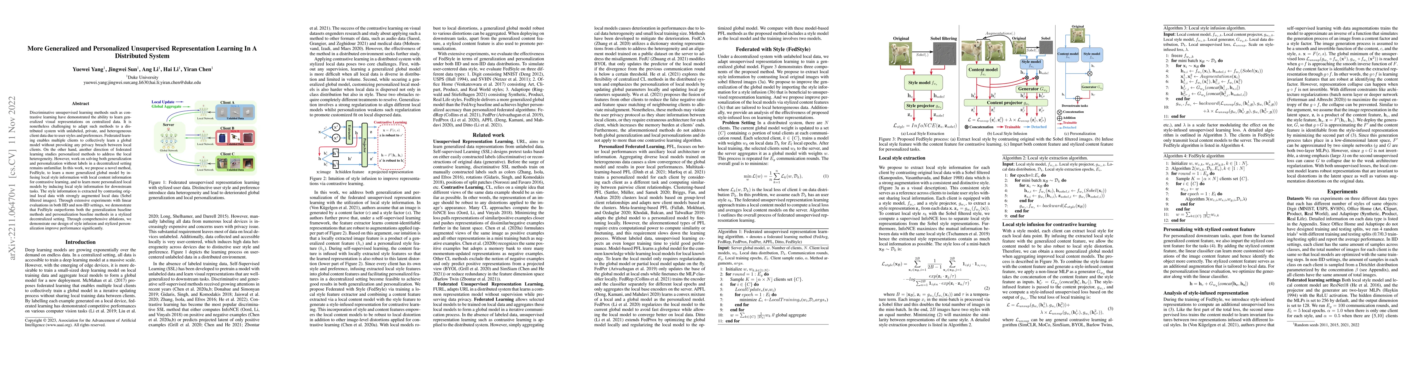 Thumbnail for More Generalized and Personalized Unsupervised Representation Learning
  In A Distributed System