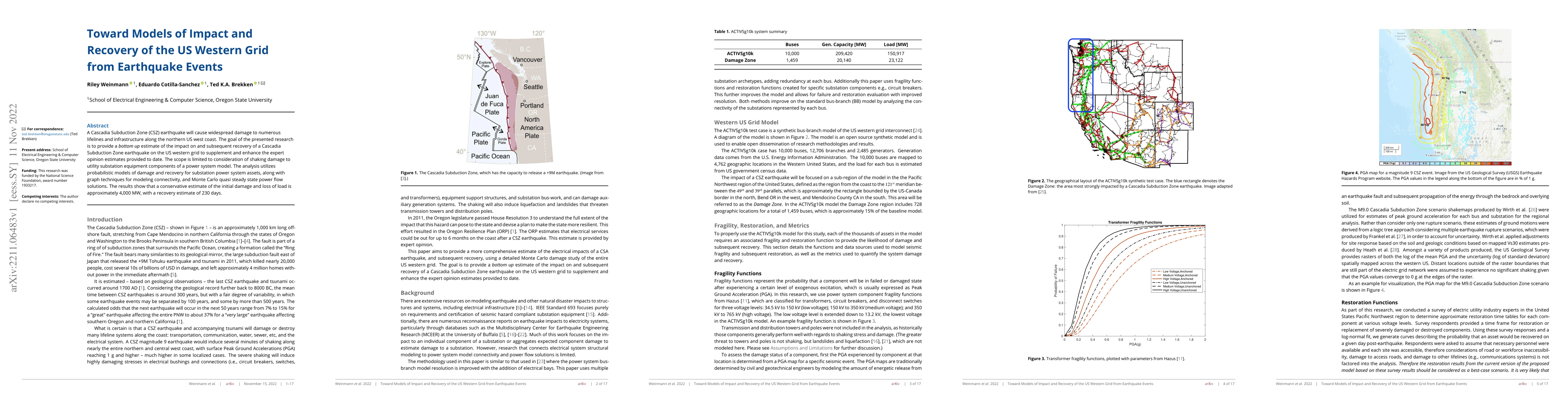 Thumbnail for Toward Models of Impact and Recovery of the US Western Grid from
  Earthquake Events