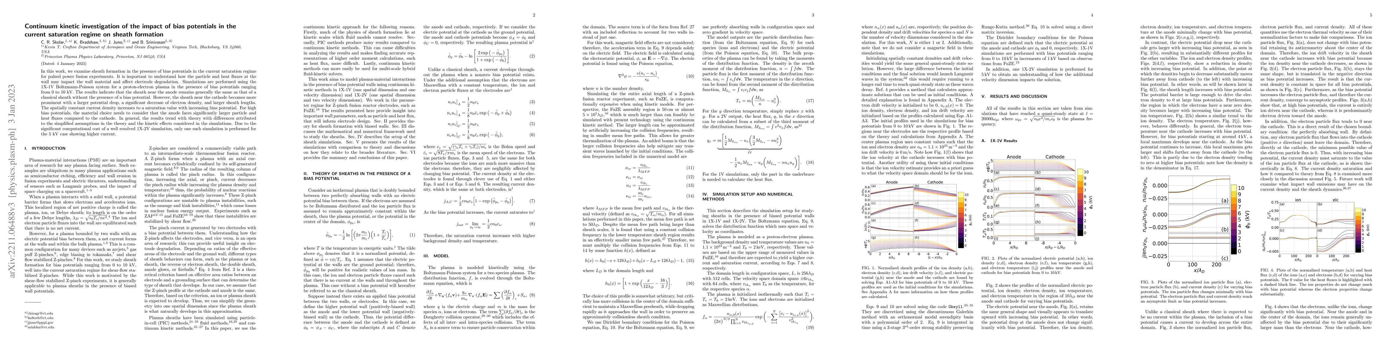 Thumbnail for Continuum kinetic investigation of the impact of bias potentials in the
  current saturation regime on sheath formation