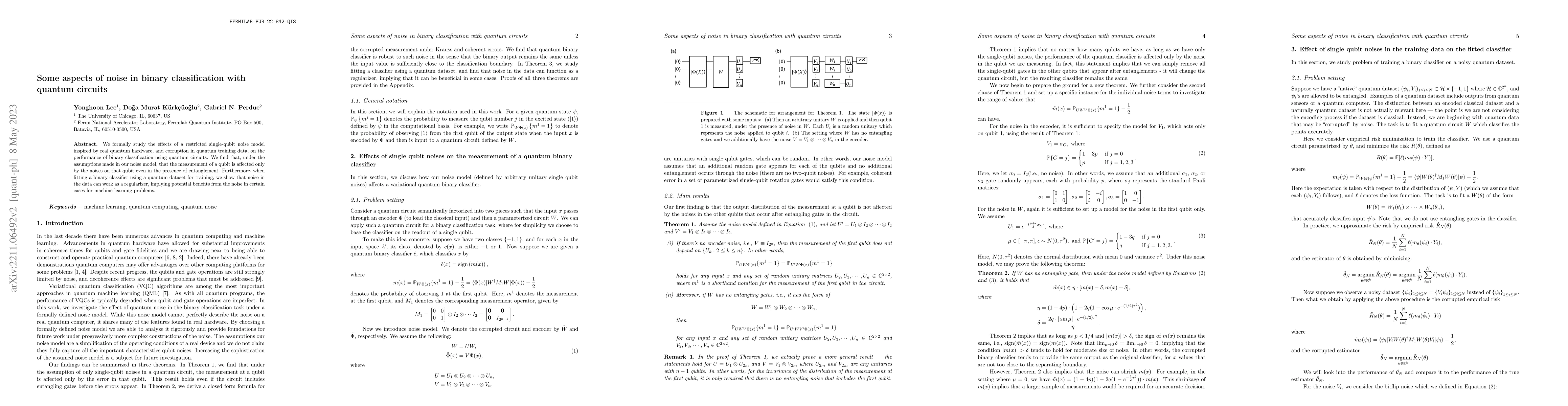 Thumbnail for Some aspects of noise in binary classification with quantum circuits