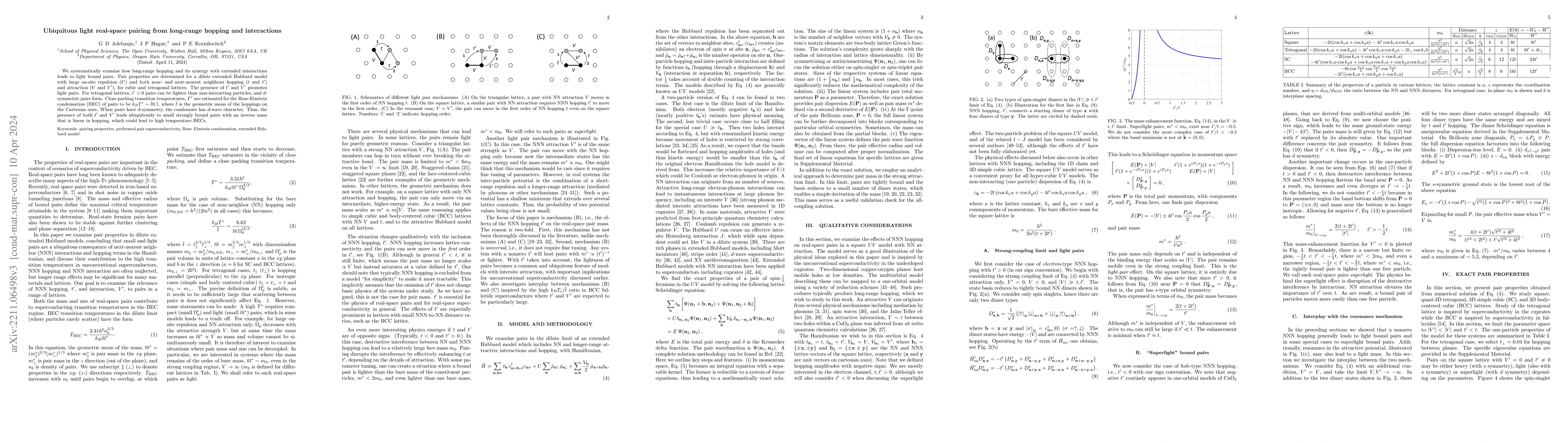 Thumbnail for Ubiquitous light real-space pairing from long-range hopping and
  interactions