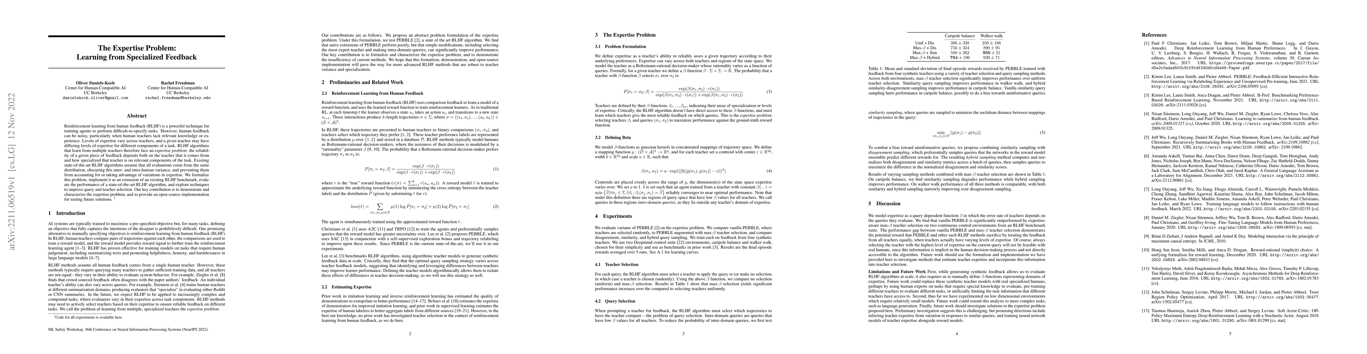 Thumbnail for The Expertise Problem: Learning from Specialized Feedback
