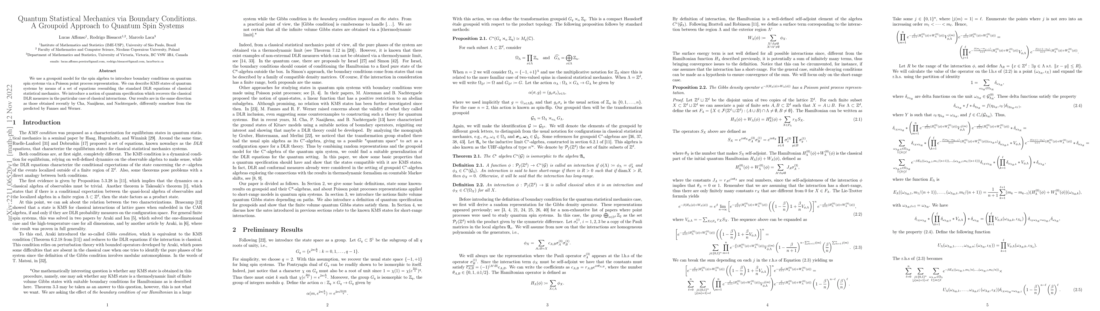 Thumbnail for Quantum Statistical Mechanics via Boundary Conditions. A Groupoid
  Approach to Quantum Spin Systems