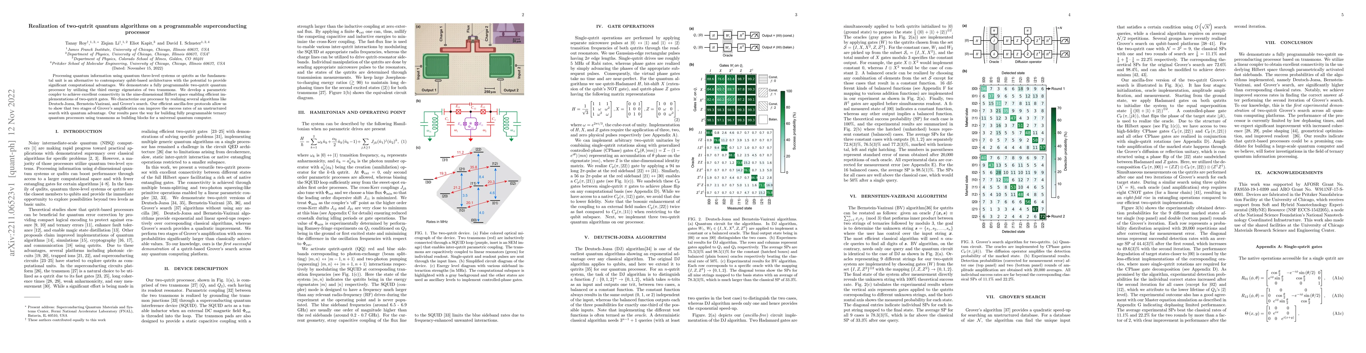 Thumbnail for Realization of two-qutrit quantum algorithms on a programmable
  superconducting processor