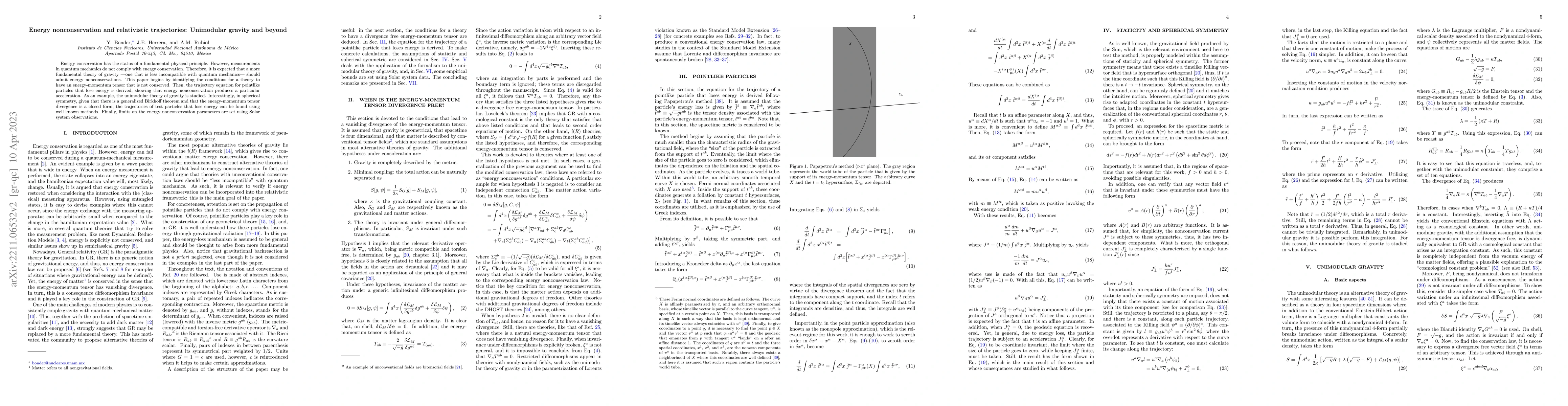 Thumbnail for Energy nonconservation and relativistic trajectories: Unimodular gravity
  and beyond