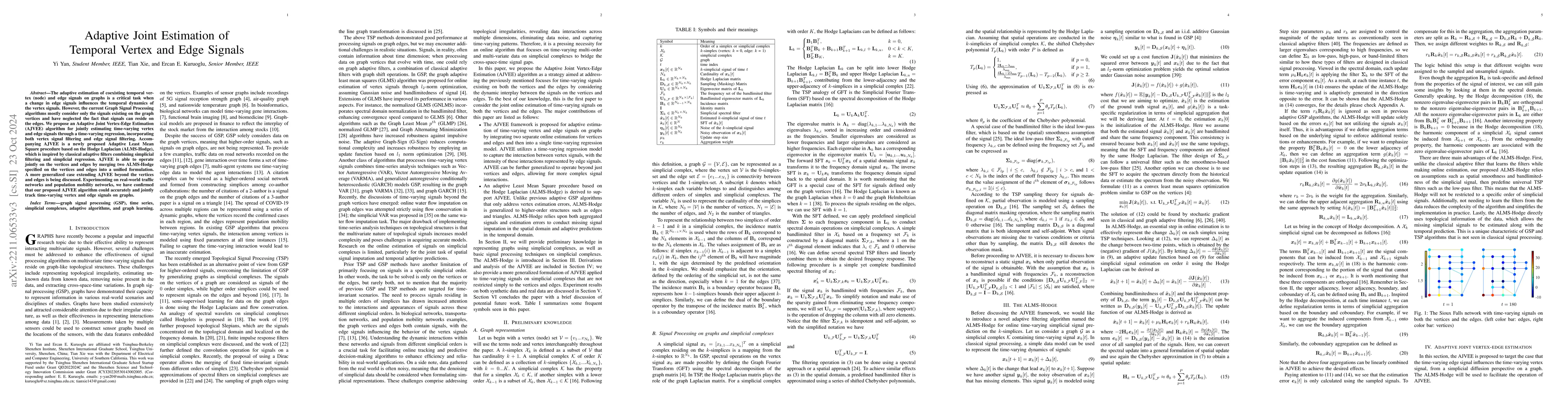 Thumbnail for Adaptive Joint Estimation of Temporal Vertex and Edge Signals