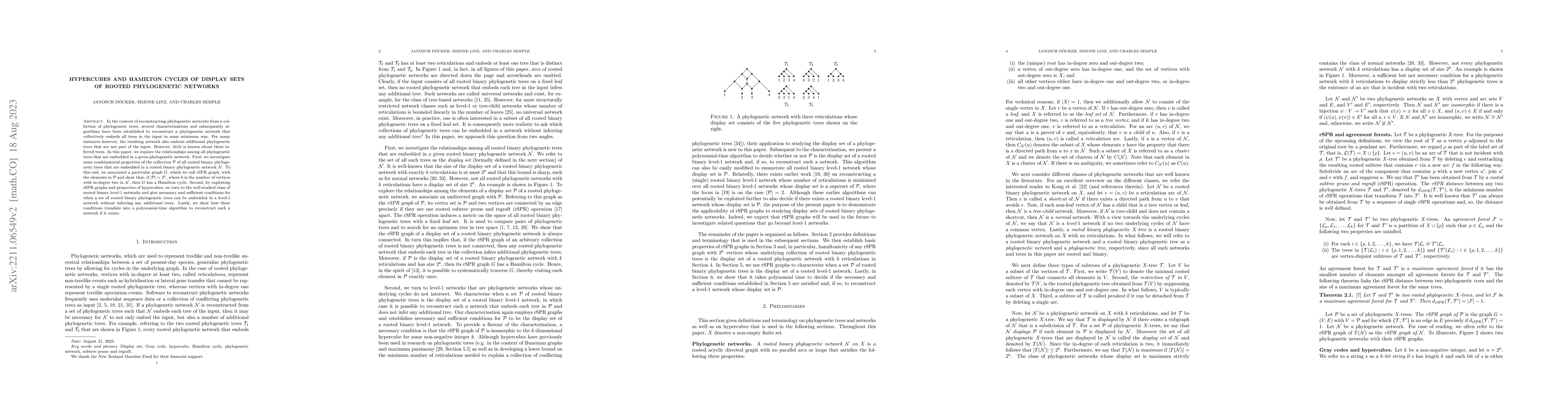 Thumbnail for Hypercubes and Hamilton cycles of display sets of rooted phylogenetic
  networks
