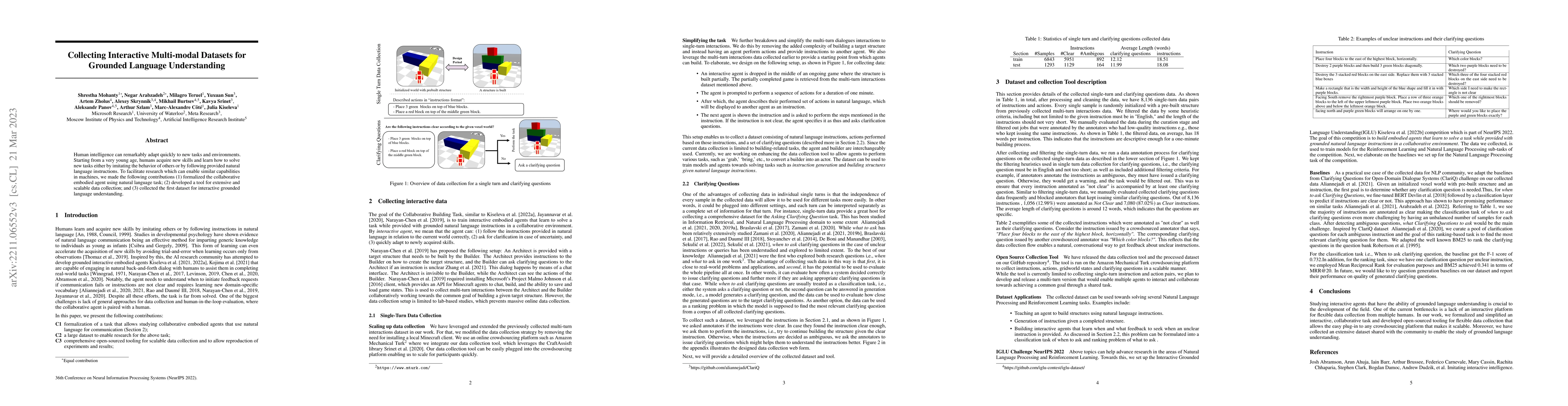 Thumbnail for Collecting Interactive Multi-modal Datasets for Grounded Language
  Understanding