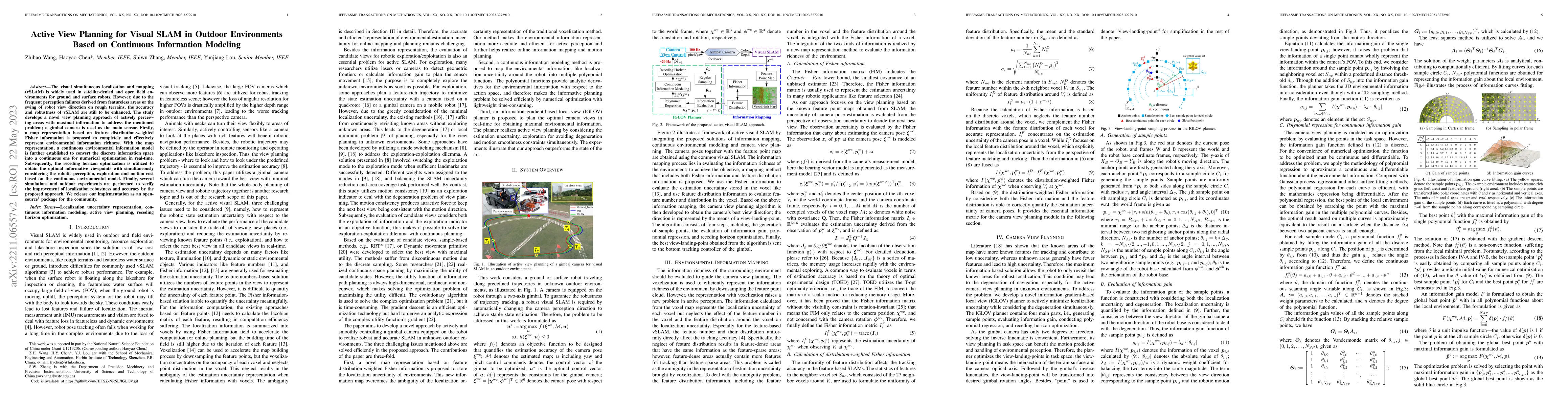 Thumbnail for Active View Planning for Visual SLAM in Outdoor Environments Based on
  Continuous Information Modeling