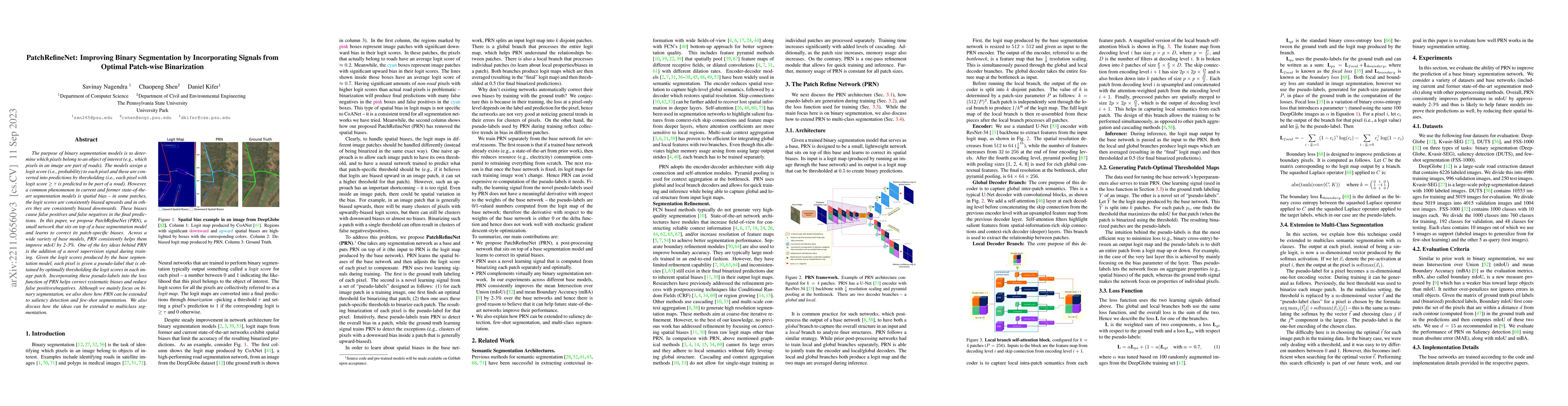 Thumbnail for PatchRefineNet: Improving Binary Segmentation by Incorporating Signals
  from Optimal Patch-wise Binarization