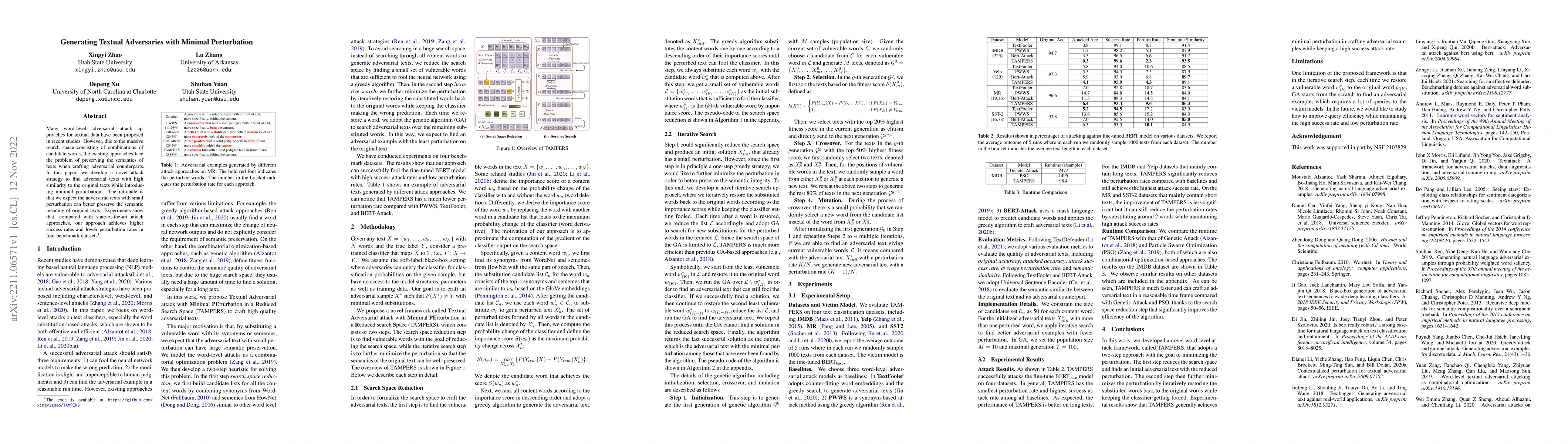 Thumbnail for Generating Textual Adversaries with Minimal Perturbation