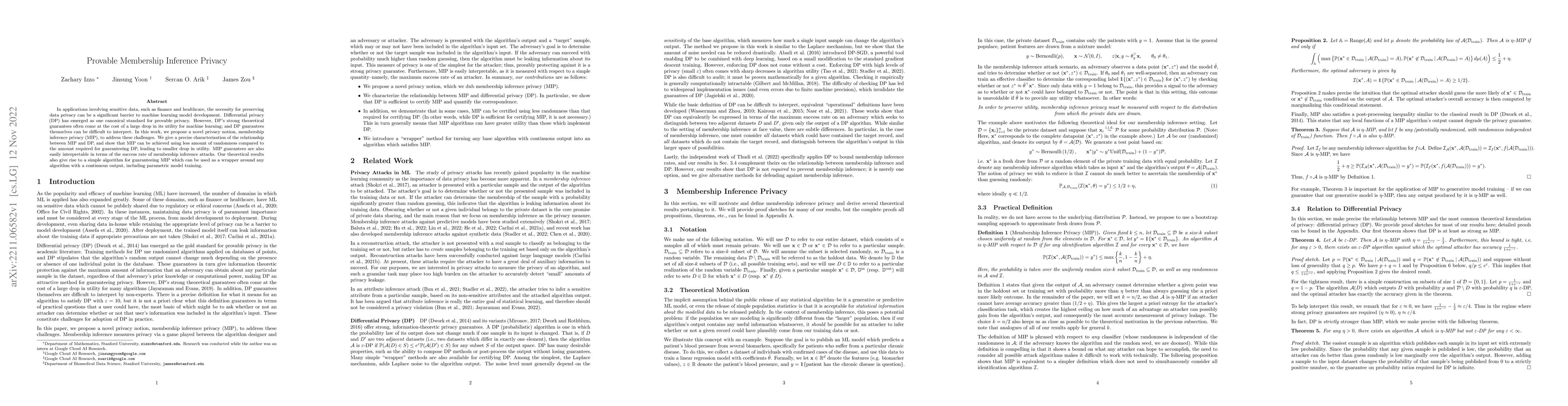 Thumbnail for Provable Membership Inference Privacy