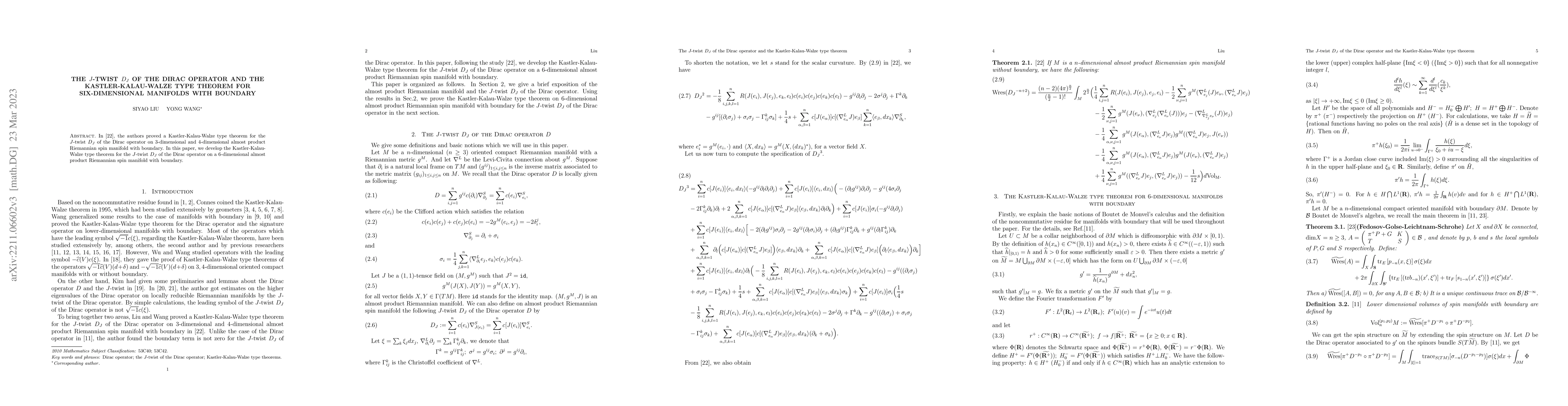 Thumbnail for The J-twist D_J of the Dirac operator and the Kastler-Kalau-Walze type
  theorem for six-dimensional manifolds with boundary