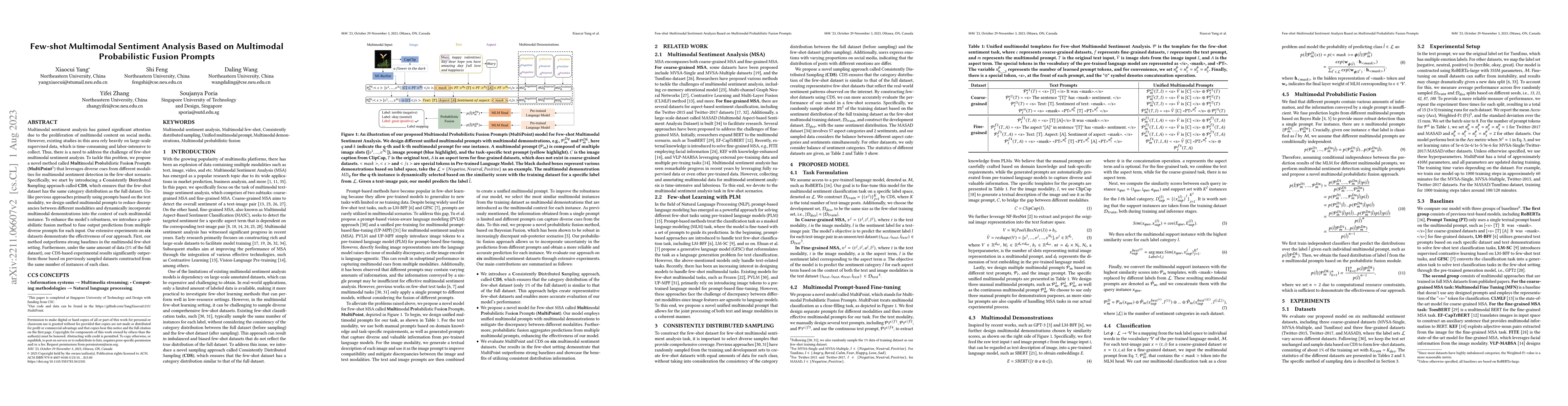 Thumbnail for Few-shot Multimodal Sentiment Analysis based on Multimodal Probabilistic
  Fusion Prompts