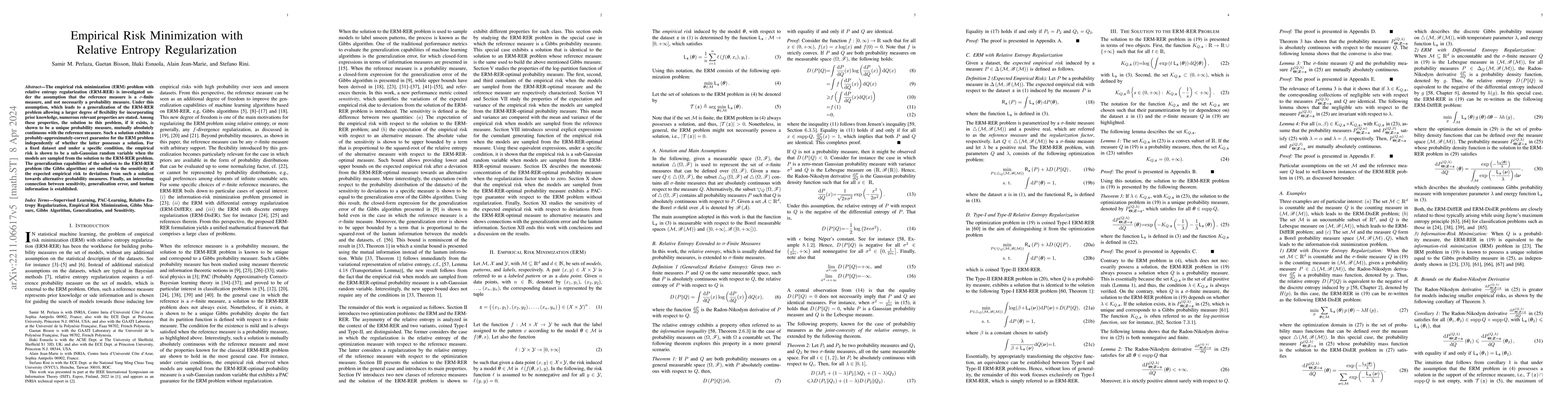 Thumbnail for Empirical Risk Minimization with Relative Entropy Regularization