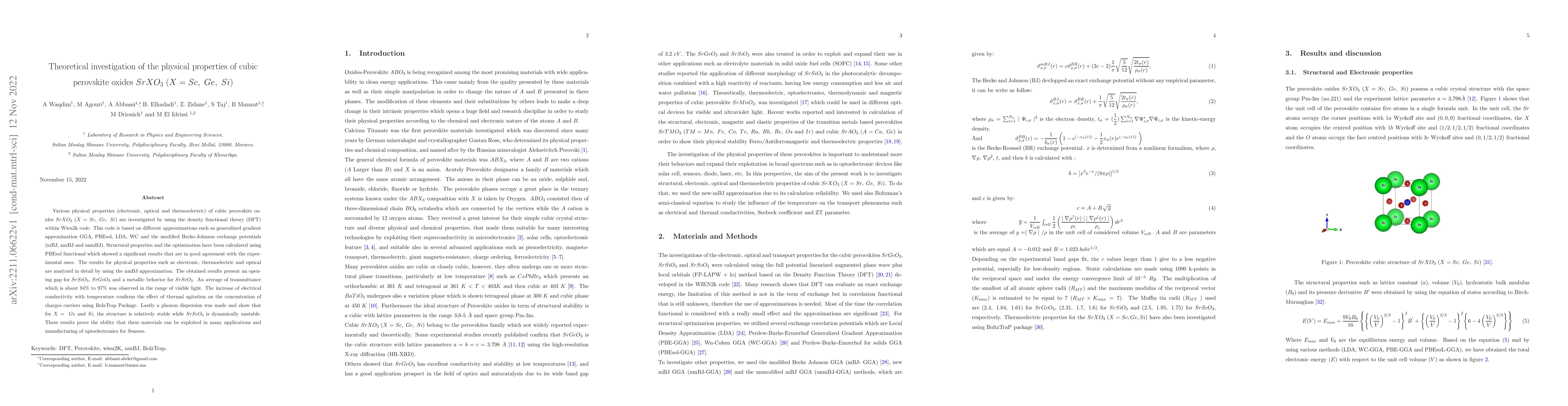 Thumbnail for Theoretical investigation of the physical properties of cubic perovskite
  oxides $SrXO_3 \;(X =Sc,\; Ge,\; Si)$
