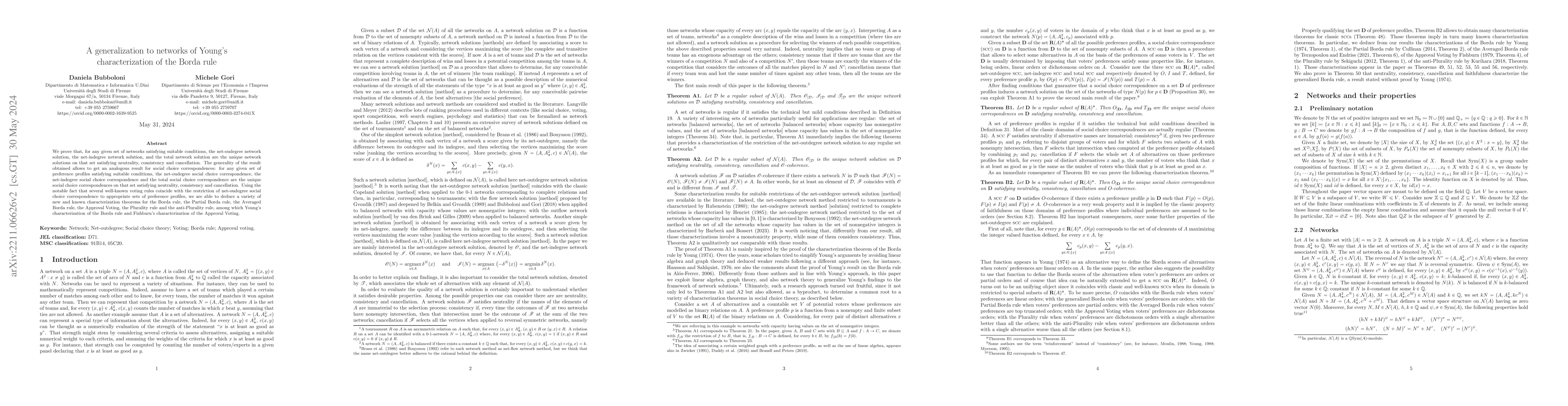 Thumbnail for A generalization to networks of Young's characterization of the Borda
  rule