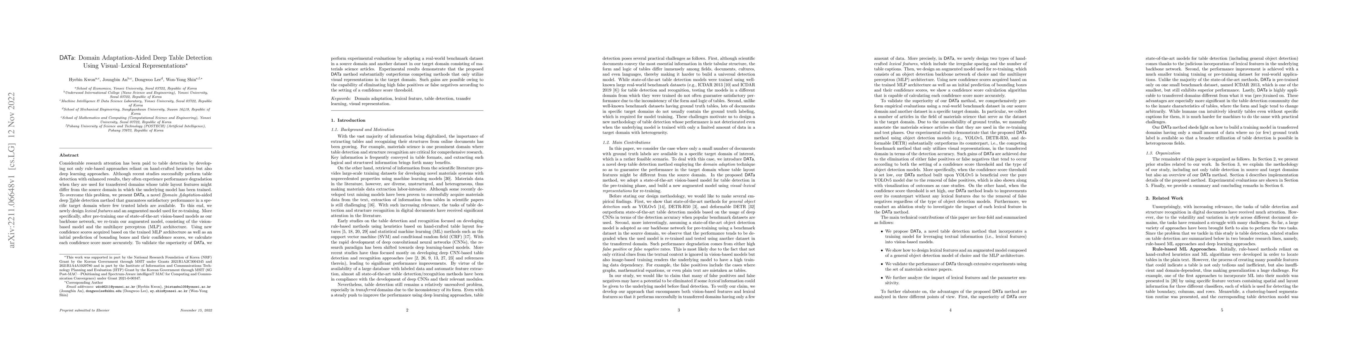 Thumbnail for DATa: Domain Adaptation-Aided Deep Table Detection Using Visual-Lexical
  Representations