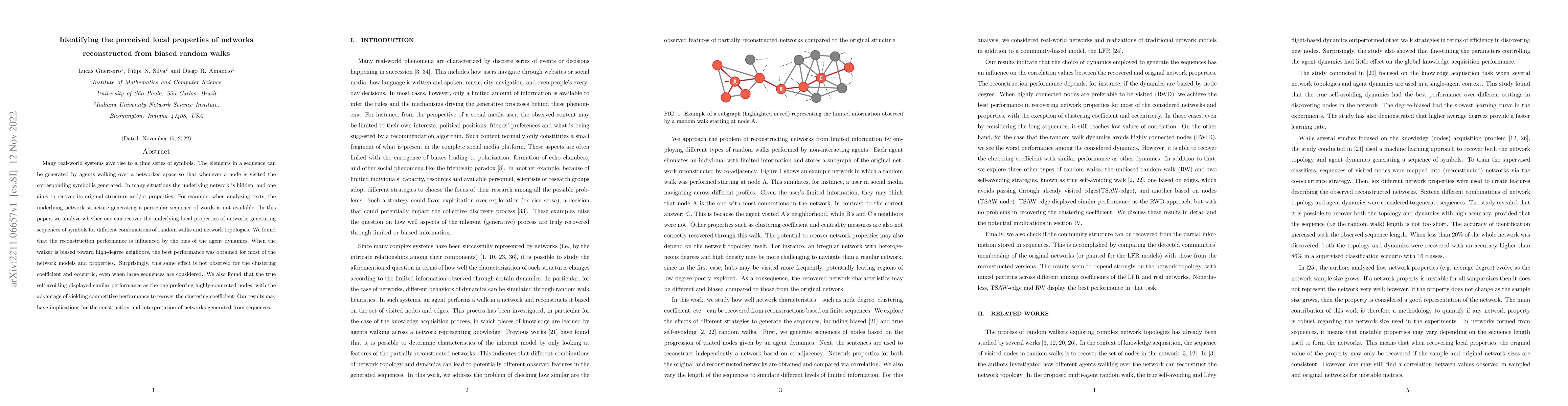 Thumbnail for Identifying the perceived local properties of networks reconstructed
  from biased random walks