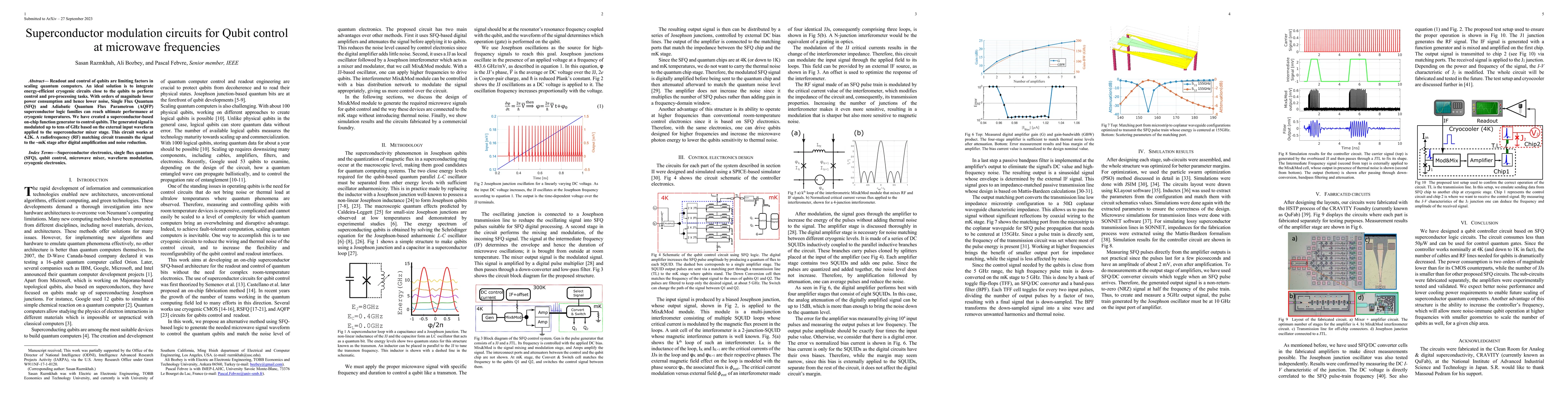 Thumbnail for Superconductor modulation circuits for Qubit control at microwave
  frequencies